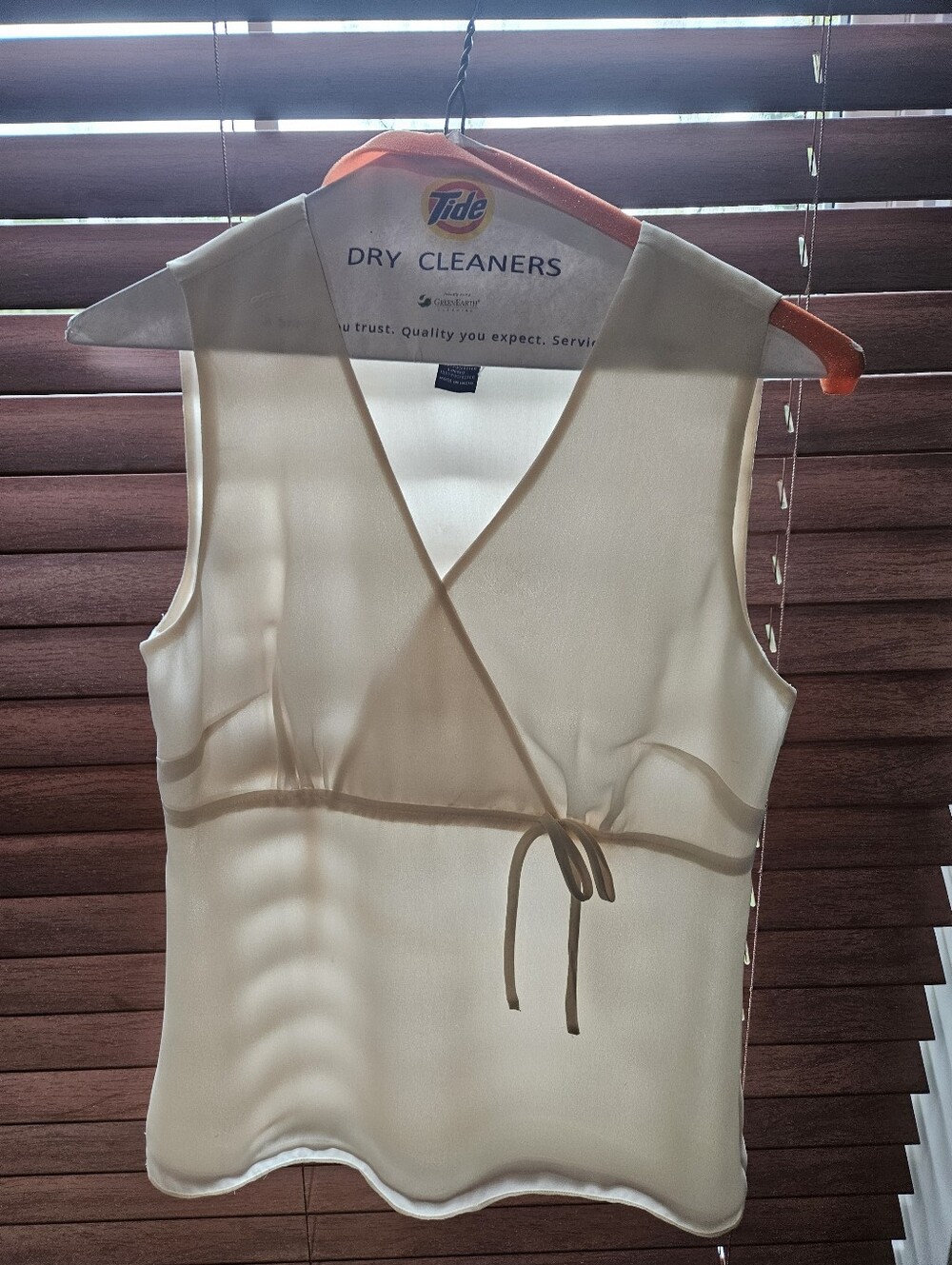 Ann Taylor Cream Sleeveless Wrap-Front Women's Top